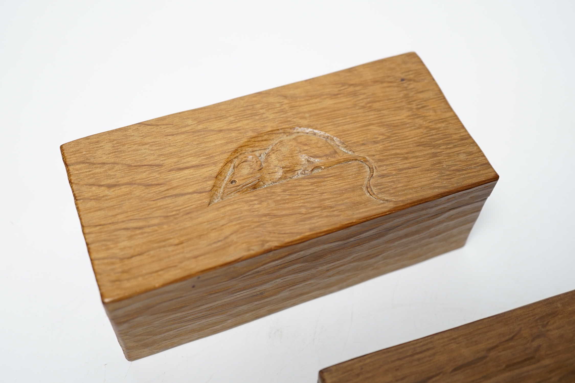 Two small Robert Thompson ‘Mouseman’ boxes, 14cm x 7cm